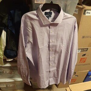 NEW ! Men Buttoned Down Long Sleeve T Shirt Light Purple Size 18.5 / 38